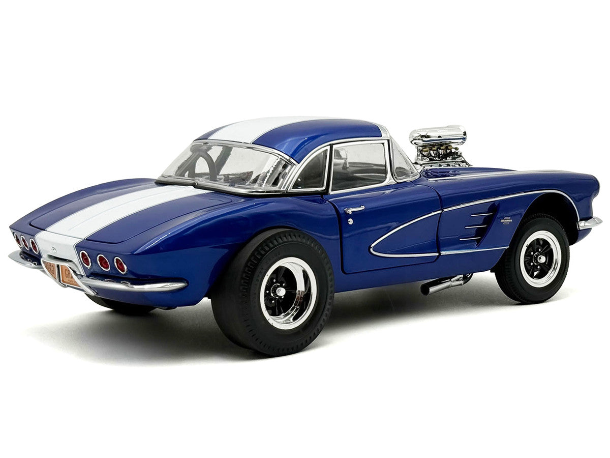 1961 Chevrolet Corvette Grand Sport Gasser Admiral Blue Metallic with White Stripe Limited Edition to 204 pieces Worldwide 1/18 Diecast Model Car by ACME by Acme