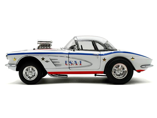 1961 Chevrolet Corvette Grand Sport Gasser "USA-1" White with Blue and Red Stripes Limited Edition to 362 pieces Worldwide 1/18 Diecast Model Car by ACME by Acme