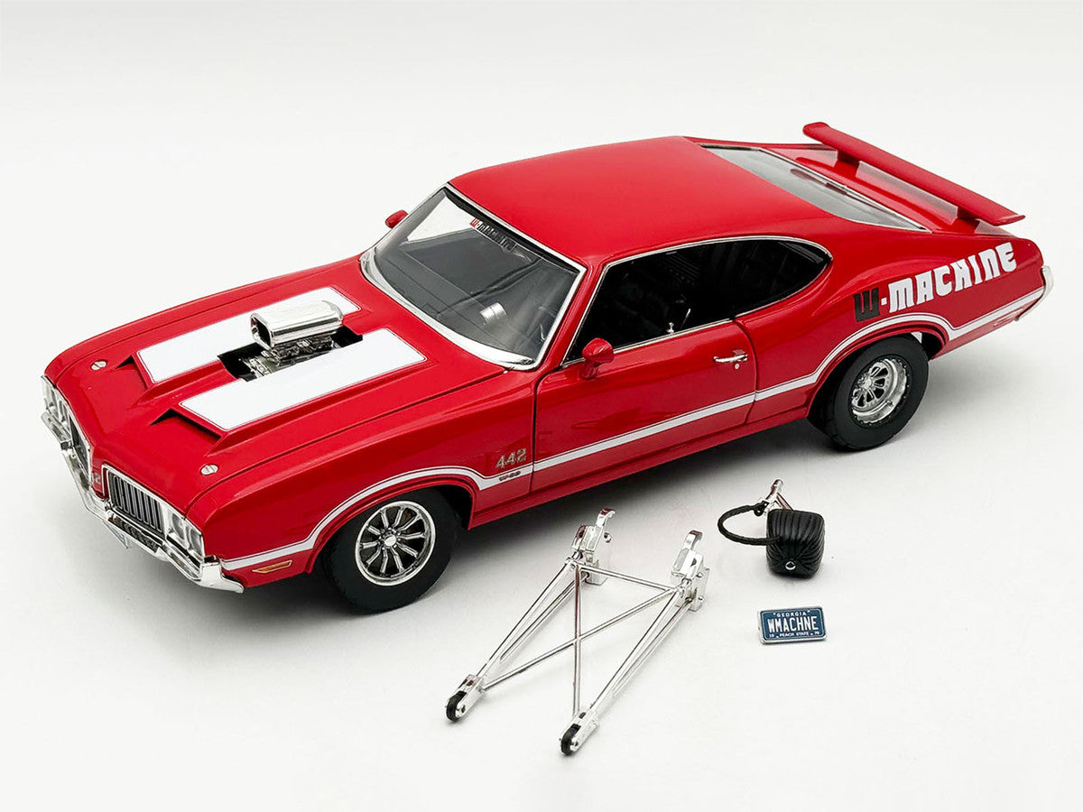 1970 Oldsmobile 442 W30 "W-Machine - Drag Outlaws" Red with White Stripes Limited Edition to 300 pieces Worldwide 1/18 Diecast Model Car by ACME-2