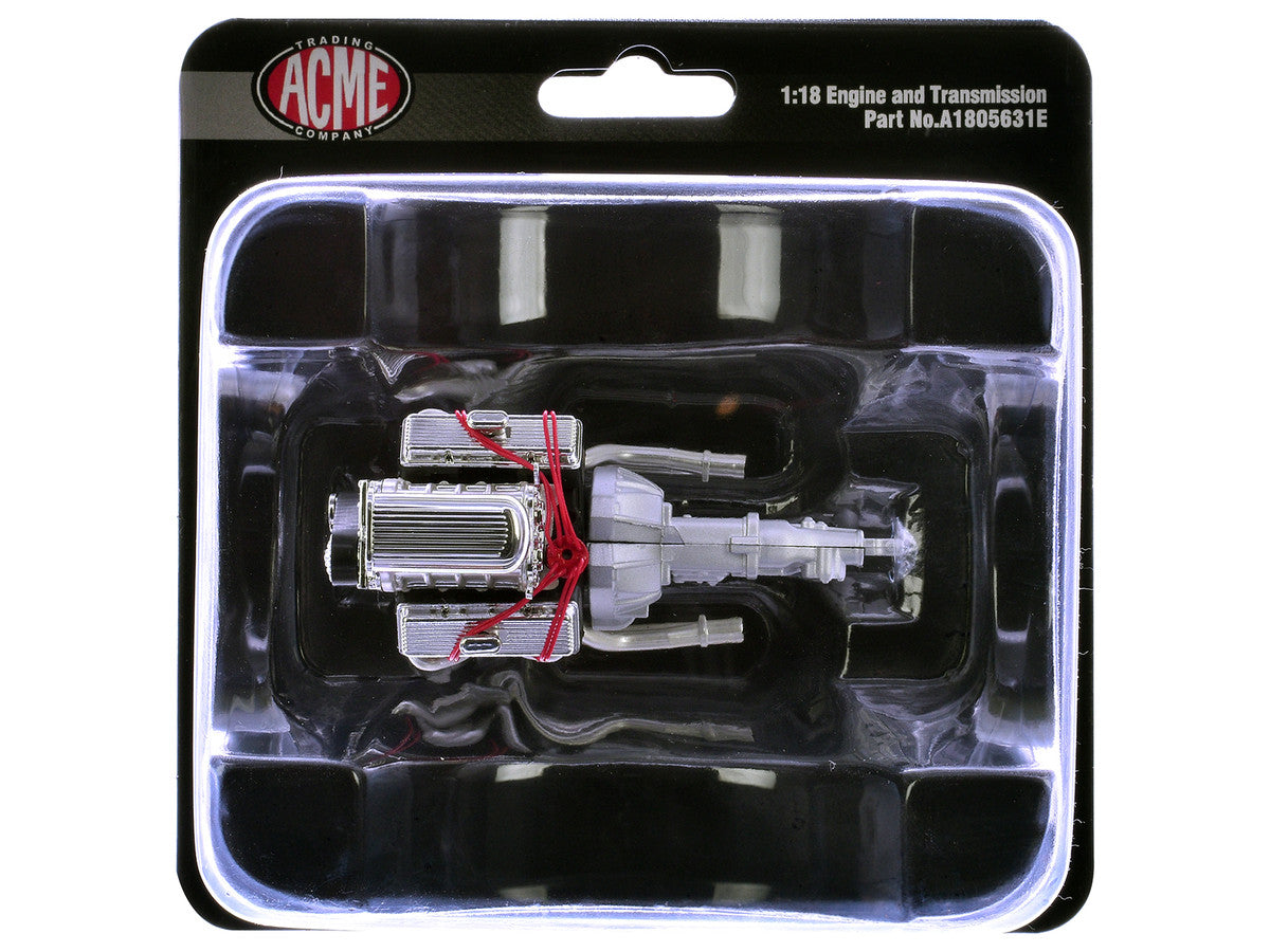 Blown 455 Engine and Transmission Replica from "1970 Oldsmobile 442 W30 W-Machine" 1/18 Model by ACME-2