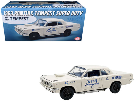 1963 Pontiac Tempest Super Duty "Wynn Engineering Co." White with Blue Interior Limited Edition to 315 pieces Worldwide 1/18 Diecast Model Car by ACME by Acme