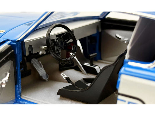 1966 Plymouth Barracuda "Hemi Hustler" Blue with White Stripes Limited Edition to 374 pieces Worldwide 1/18 Diecast Model Car by ACME by Acme
