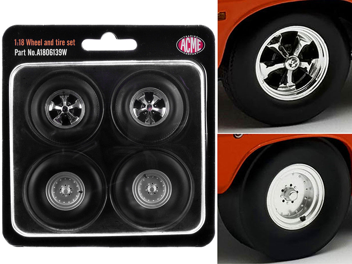"Centerline/Keystone" Wheel and Tire Set of 4 pieces from 1970 Plymouth HEMI Cuda for 1/18 Scale Models by ACME by Acme