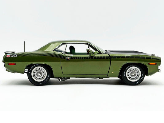 1970 Plymouth AAR Cuda Ivy Green Metallic with Black Stripes and Green Interior Limited Edition to 576 pieces Worldwide 1/18 Diecast Model Car by ACME by Acme
