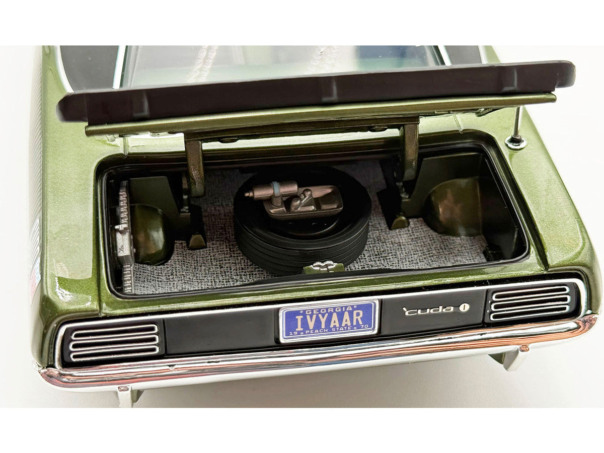 1970 Plymouth AAR Cuda Ivy Green Metallic with Black Stripes and Black Vinyl Top with Green Interior Limited Edition to 448 pieces Worldwide 1/18 Diecast Model Car by ACME by Acme