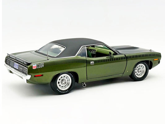 1970 Plymouth AAR Cuda Ivy Green Metallic with Black Stripes and Black Vinyl Top with Green Interior Limited Edition to 448 pieces Worldwide 1/18 Diecast Model Car by ACME by Acme