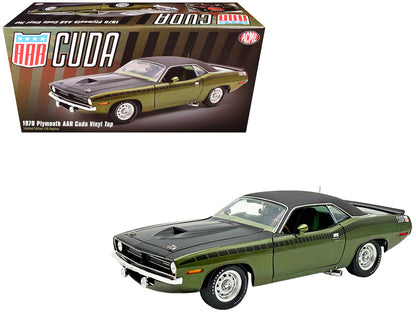 1970 Plymouth AAR Cuda Ivy Green Metallic with Black Stripes and Black Vinyl Top with Green Interior Limited Edition to 448 pieces Worldwide 1/18 Diecast Model Car by ACME by Acme