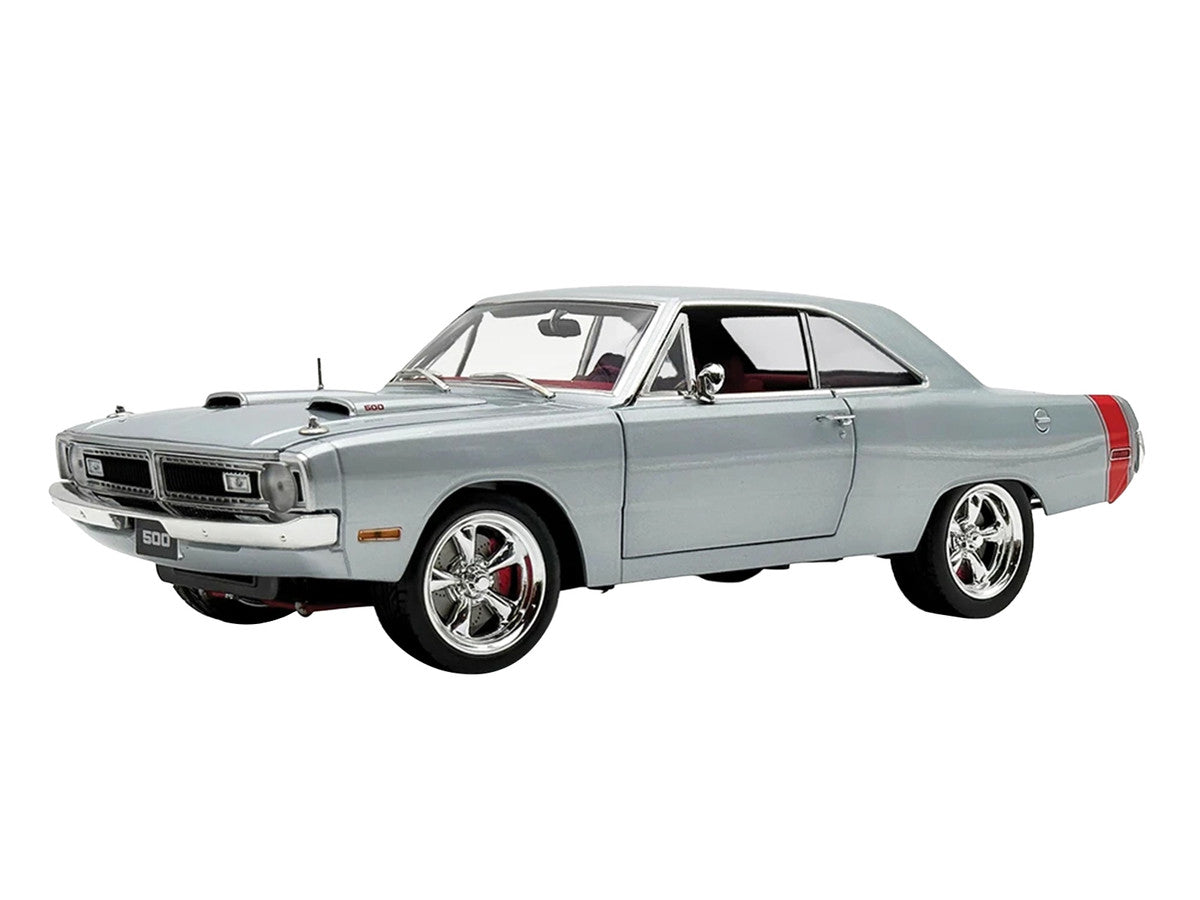 1970 Dodge Dart 440 Street Machine Titanium Silver Metallic with Red Tail Stripe and Red Interior Limited Edition to 594 pieces Worldwide 1/18 Diecast Model Car by ACME-1