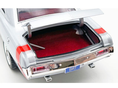 1970 Dodge Dart 440 Street Machine Titanium Silver Metallic with Red Tail Stripe and Red Interior Limited Edition to 594 pieces Worldwide 1/18 Diecast Model Car by ACME-4