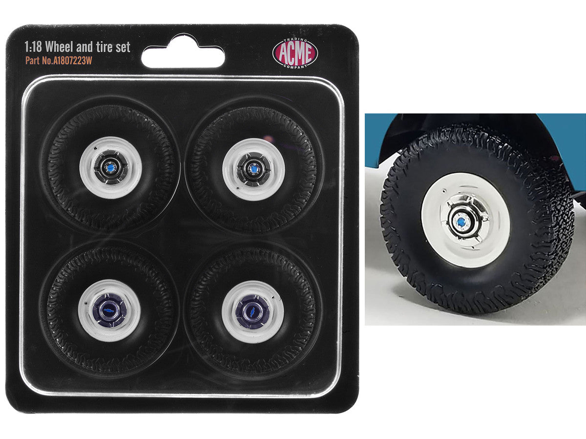 "35 Inch Offroad" Wheel and Tire Set of 4 pieces from 1967 Chevrolet K-10 Pickup Truck for 1/18 Scale Models by ACME by Acme