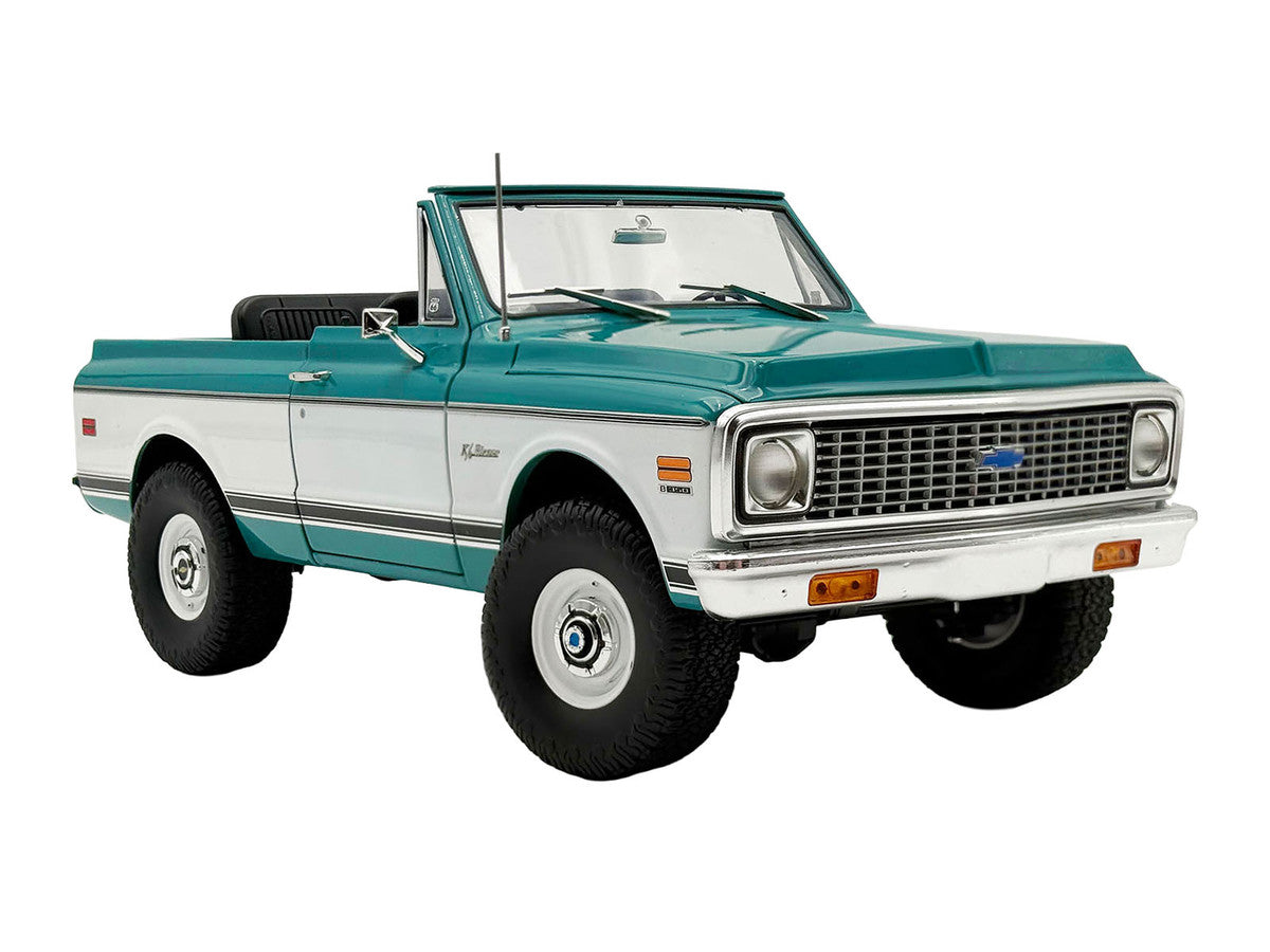 1972 Chevrolet Blazer K/5 "Route 66 100th Anniversary" Green and White with Black Stripes Limited Edition 1/18 Diecast Model Car by ACME-1