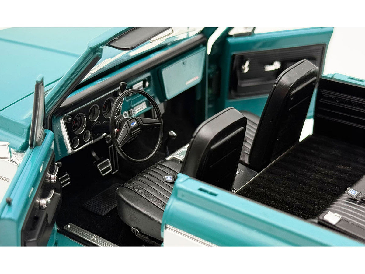 1972 Chevrolet Blazer K/5 "Route 66 100th Anniversary" Green and White with Black Stripes Limited Edition 1/18 Diecast Model Car by ACME-3