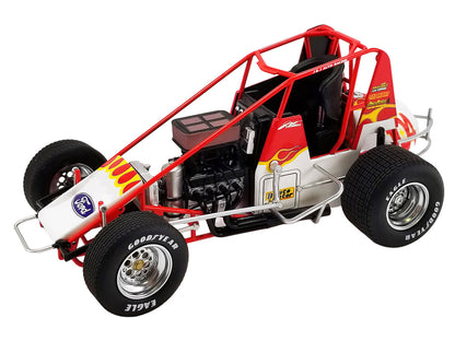 Winged Sprint Car #104+ Jeff Swindell "Octane Boost" Red with Graphics "National Sprint Car Hall of Fame" 1/18 Diecast Model Car by ACME by Acme
