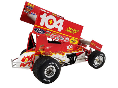 Winged Sprint Car #104+ Jeff Swindell "Octane Boost" Red with Graphics "National Sprint Car Hall of Fame" 1/18 Diecast Model Car by ACME by Acme