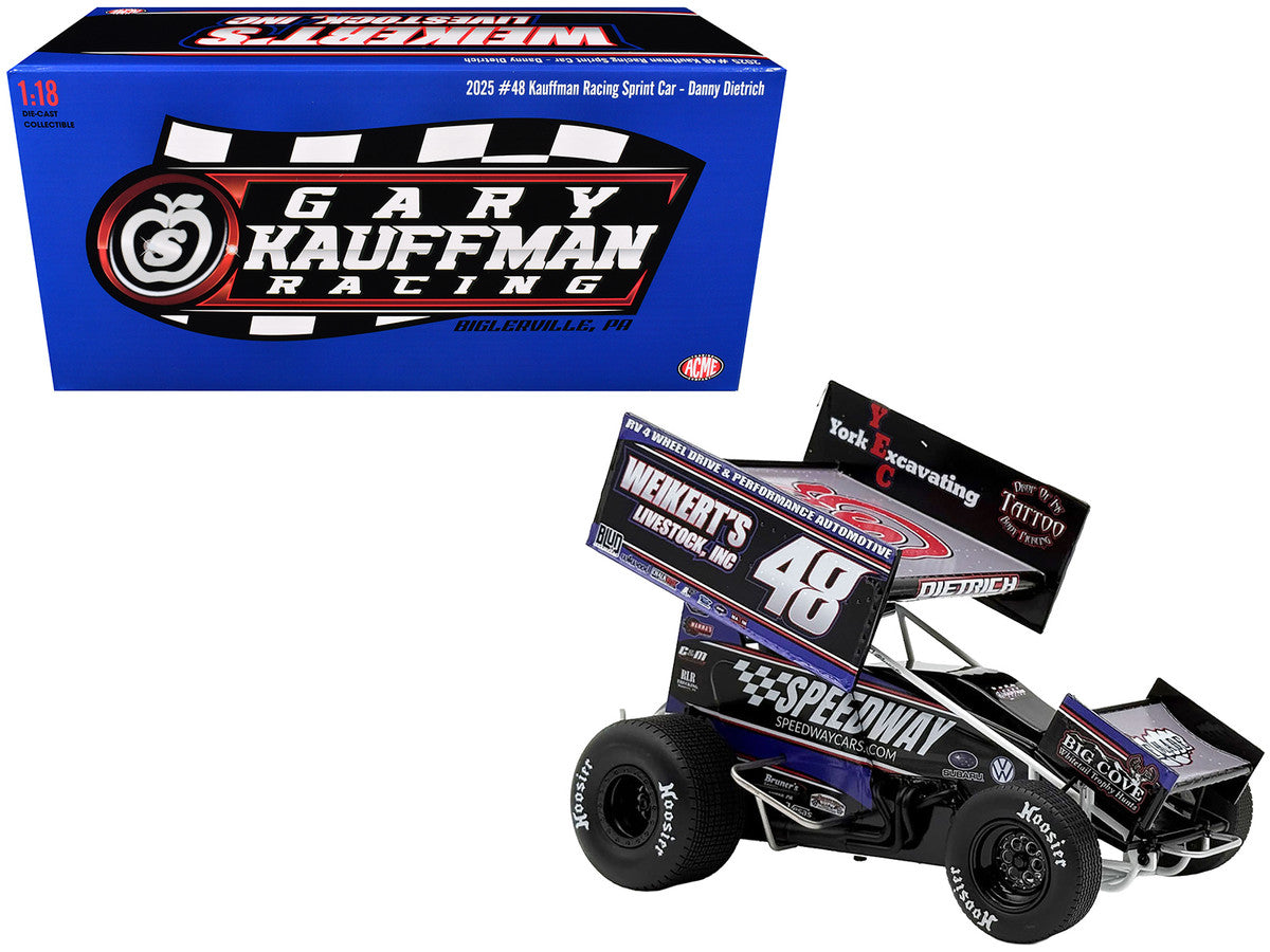 Winged Sprint Car #48 Danny Dietrich "Weikert's Livestock - Speedway Cars" Gary Kauffman Racing (2025) 1/18 Diecast Model Car by ACME by Acme