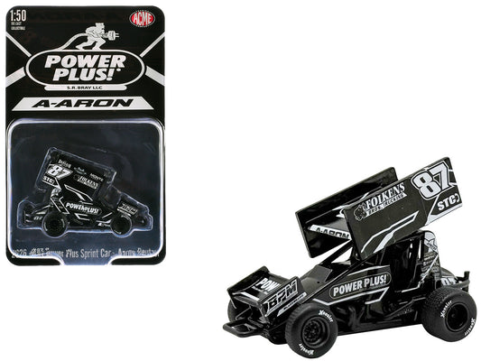 Winged Sprint Car #87 Aaron Reutzel "Power Plus" Black (2026) 1/50 Diecast Model Car by ACME by Acme