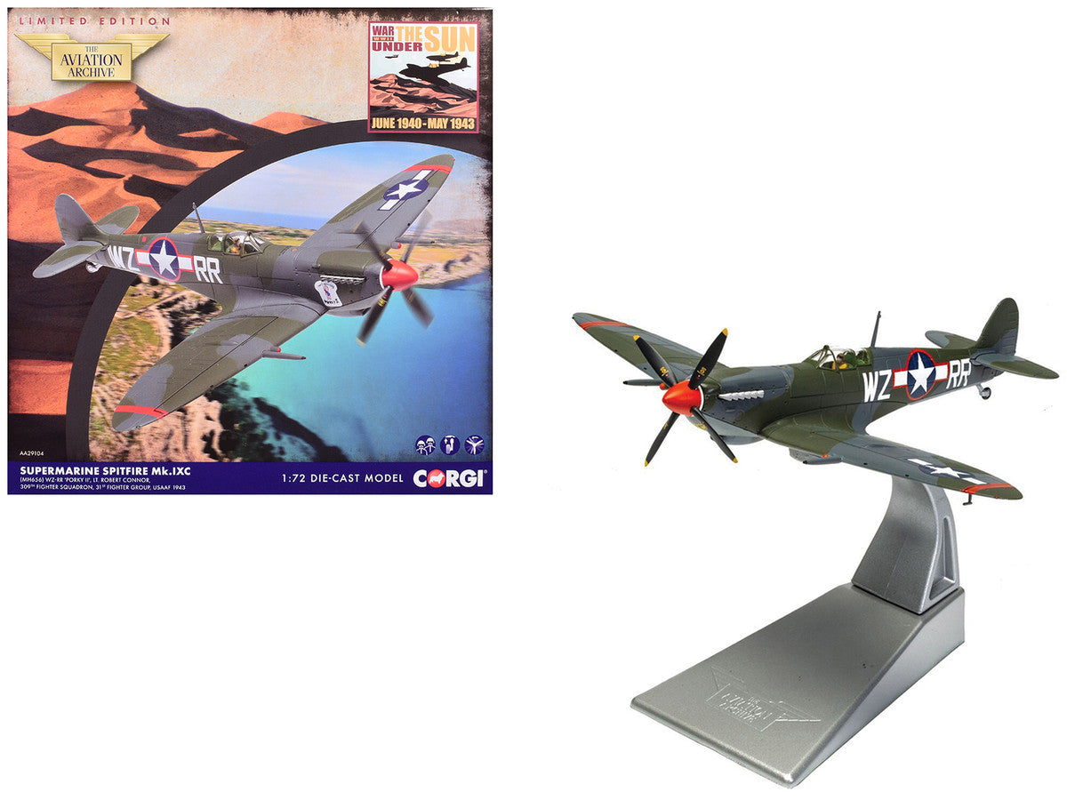 Supermarine Spitfire MkIXC Fighter Aircraft "Porky II Lt Robert Connor 309th Fighter Squadron 31st Fighter Group" (1943) United States Army Air Forces "The Aviation Archive" Series 1/72 Diecast Model by Corgi by Corgi