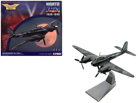 Messerschmitt Me 410A-1 Aircraft "U5+FE Lt. Rudolf Abrahamczik 14./KG.2 Laon-Athies Airfield France" (1943) German Luftwaffe "The Aviation Archive" Series 1/72 Diecast Model Car by Corgi by Corgi