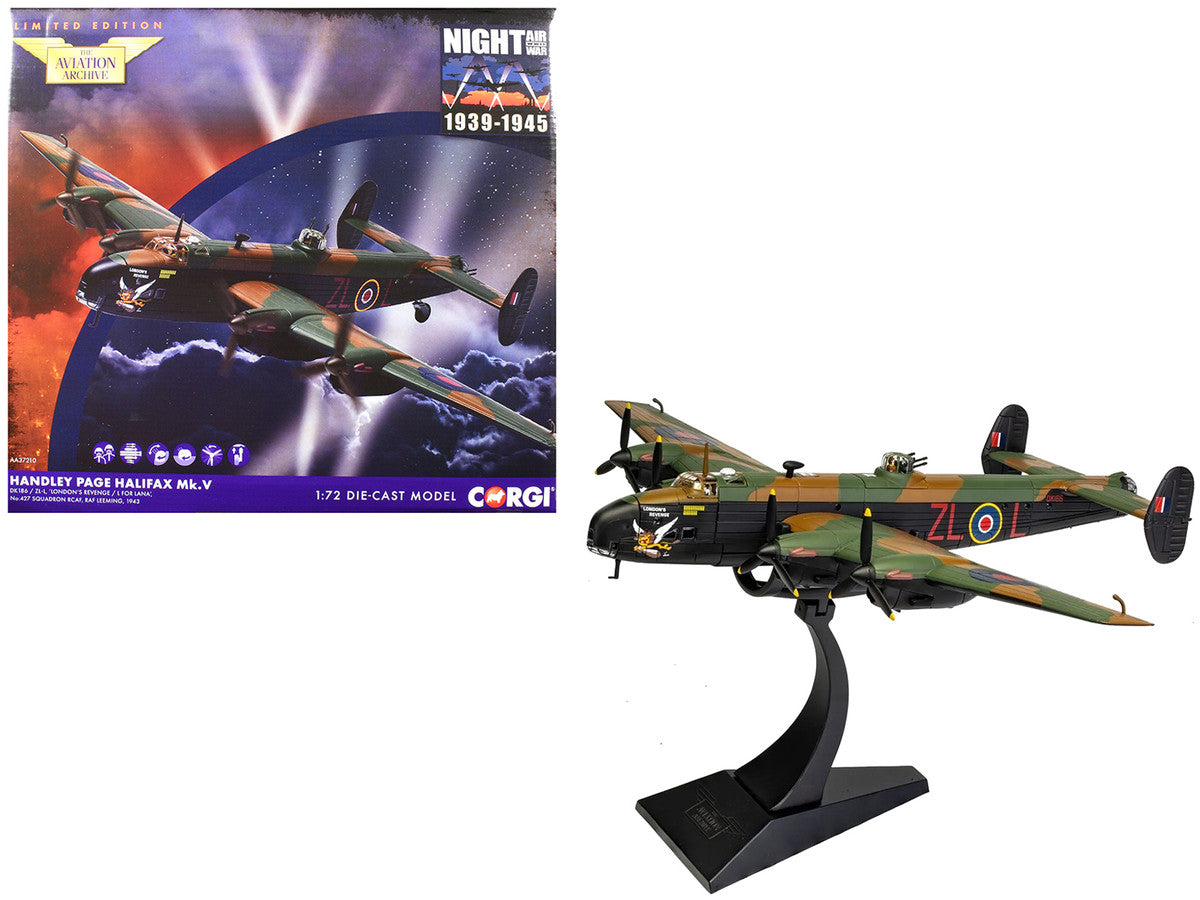 Handley Page Halifax MkV Bomber Aircraft "DK186 London’s Revenge - L for Lana No. 427 Squadron RAF Leeming" (1943) Royal Canadian Air Force "The Aviation Archive" Series 1/72 Diecast Model by Corgi by Corgi