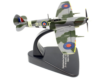 Supermarine Spitfire Mk IXE Fighter Aircraft "21-T 443 Squadron 127 Wing Belgium" (1945) Royal Canadian Air Force "Oxford Aviation" Series 1/72 Diecast Model Airplane by Oxford Diecast by Oxford Diecast