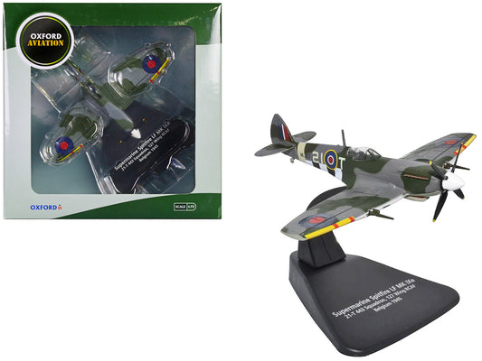 Supermarine Spitfire Mk IXE Fighter Aircraft "21-T 443 Squadron 127 Wing Belgium" (1945) Royal Canadian Air Force "Oxford Aviation" Series 1/72 Diecast Model Airplane by Oxford Diecast by Oxford Diecast