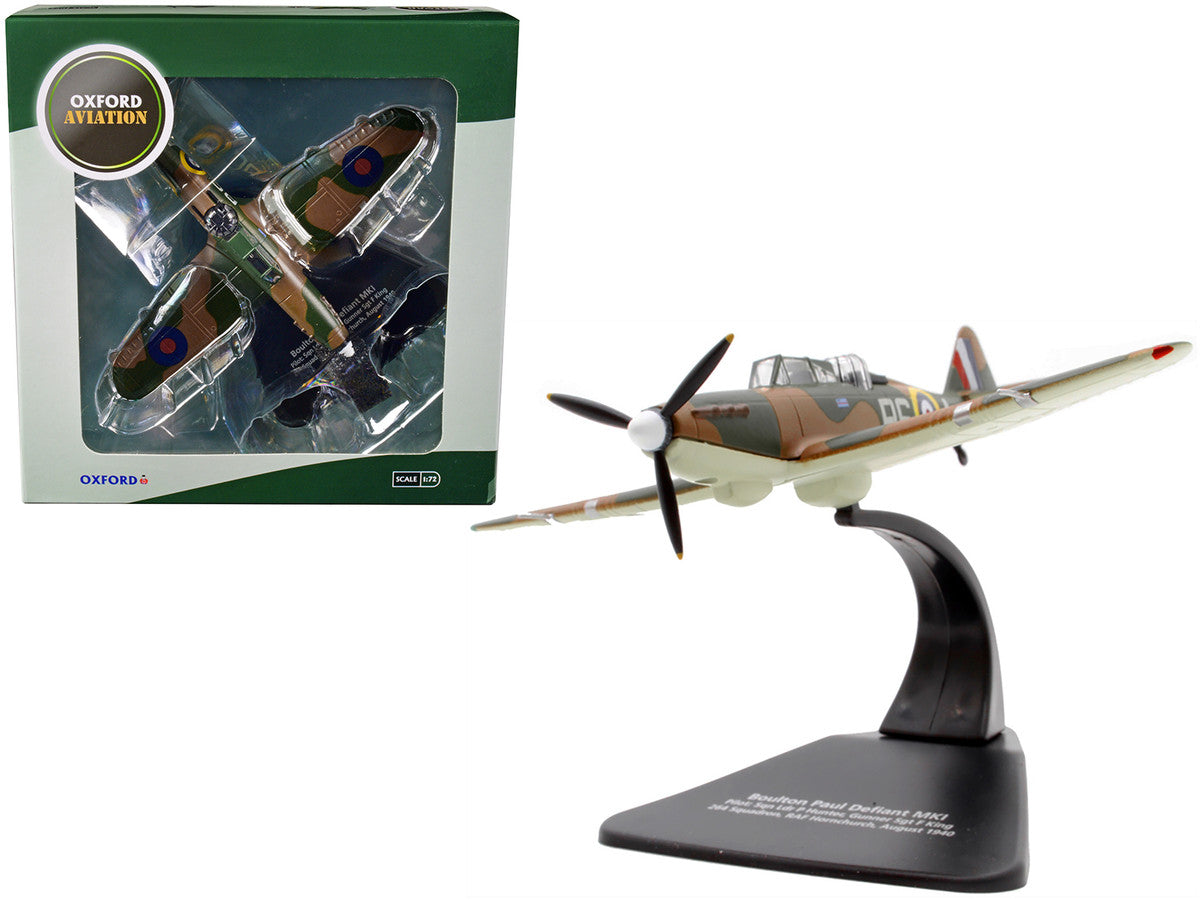Boulton Paul Defiant MK I Fighter Plane Pilot: Sqn Ldr P Hunter Gunner Sgt F King 264 Squadron RAF Hornchurch (August 1940) "Oxford Aviation" Series 1/72 Diecast Model Airplane by Oxford Diecast by Oxford Diecast