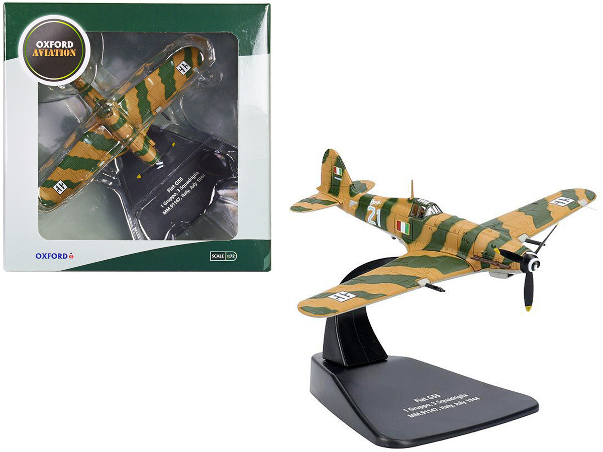 Fiat G55 Centauro Fighter Aircraft "1 Gruppo 3 Squadriglia MM.91147 Italy" (1944) Italian Air Force "Oxford Aviation" Series 1/72 Diecast Model Airplane by Oxford Diecast by Oxford Diecast