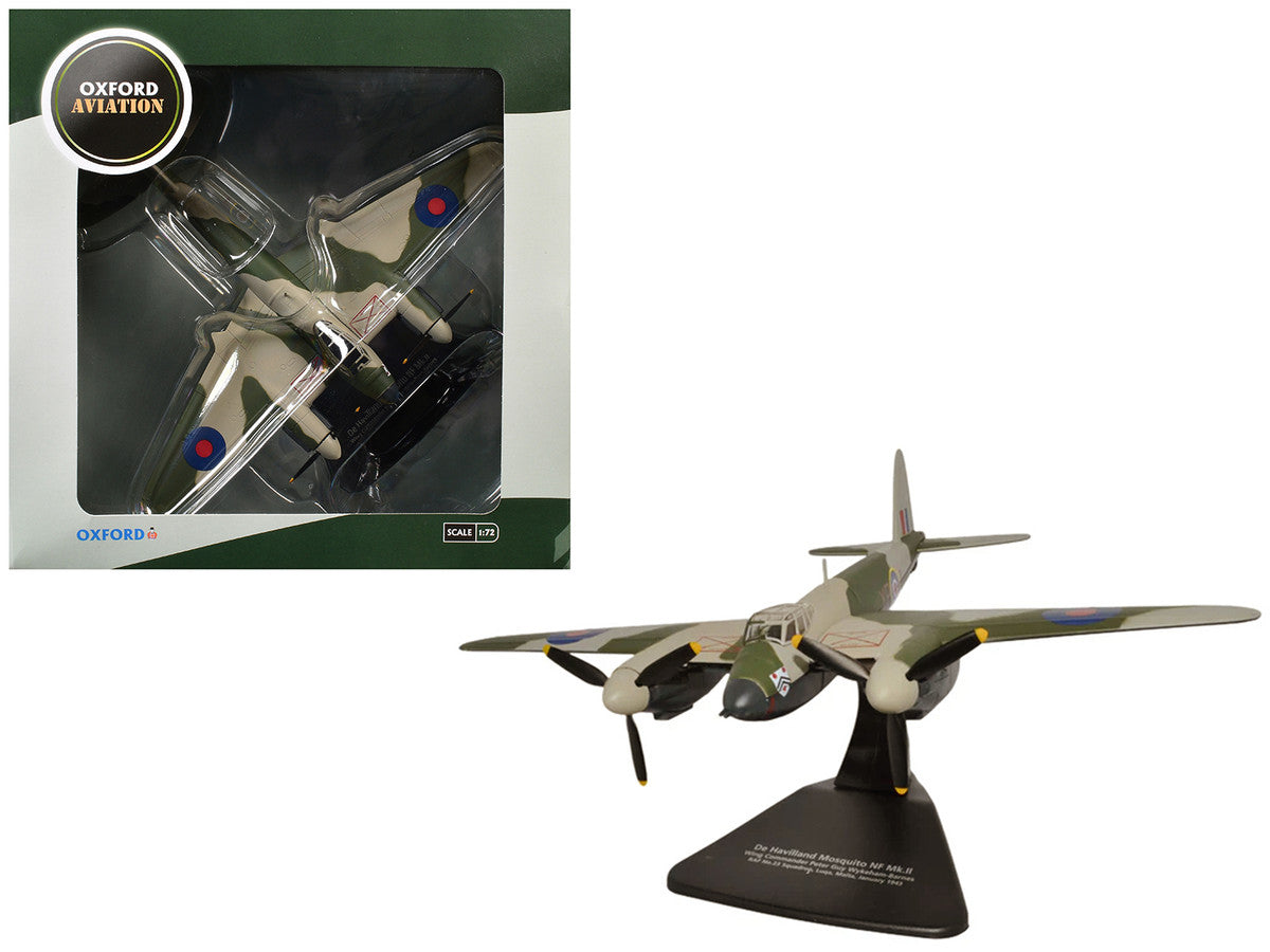 De Havilland Mosquito NF MKII Aircraft "Wing Commander Peter G. Wykeham-Barnes No. 23 Squadron Luqa Malta" (1943) Royal Air Force "Oxford Aviation" Series 1/72 Diecast Model Airplane by Oxford Diecast by Oxford Diecast