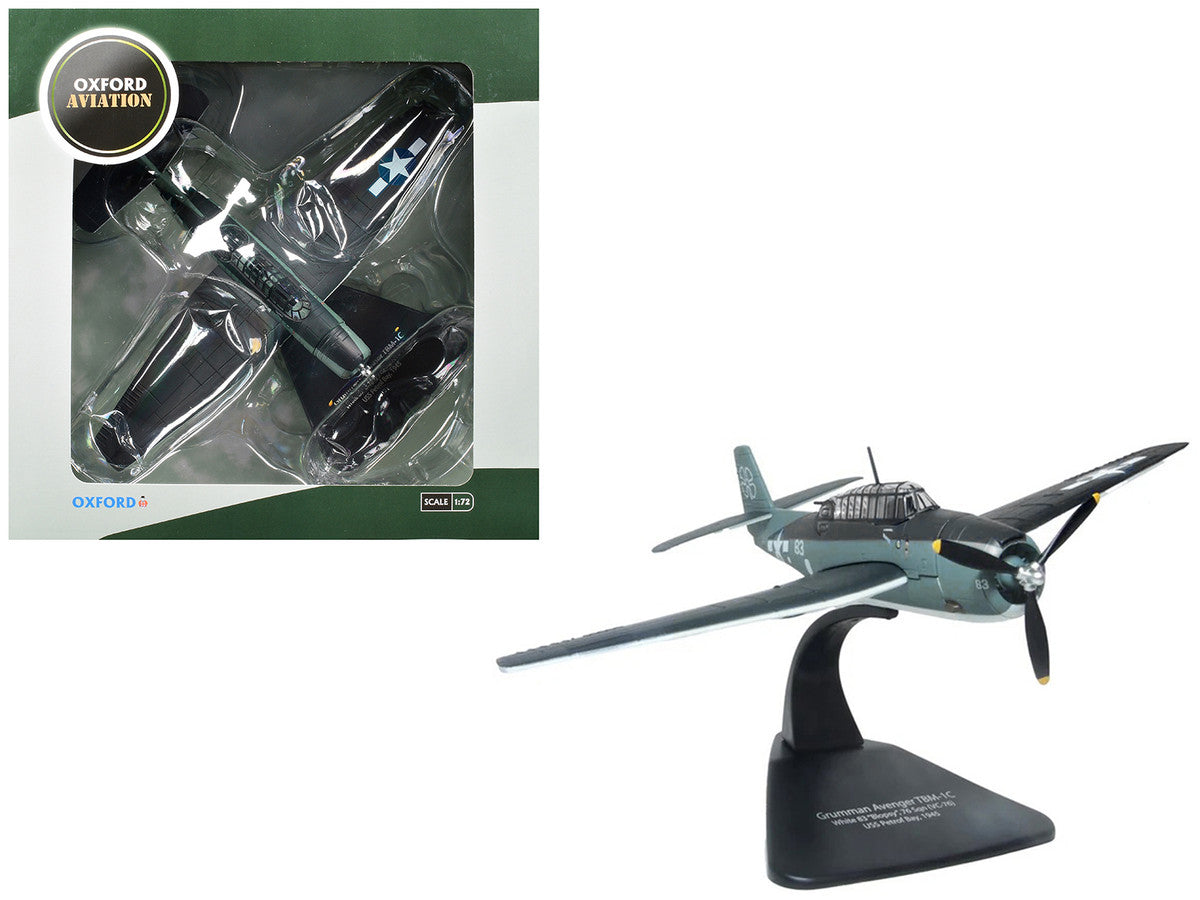 Grumman Avenger TBM-1C Aircraft "White 83 Blopsy VC-76 Petrof Bay" (1945) United States Navy "Oxford Aviation" 1/72 Diecast Model Airplane by Oxford Diecast by Oxford Diecast