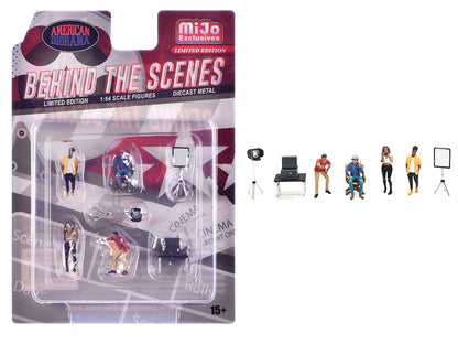 "Behind The Scenes" 7 piece (4 People 3 Accessories) Diecast Figures Set 1/64 Scale Models by American Diorama by American Diorama