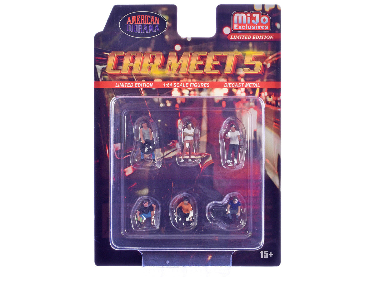 "Car Meet 5" 6 piece Diecast Figure Set Limited Edition for 1/64 Scale Models by American Diorama by American Diorama