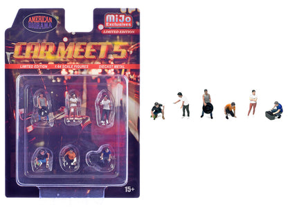"Car Meet 5" 6 piece Diecast Figure Set Limited Edition for 1/64 Scale Models by American Diorama by American Diorama