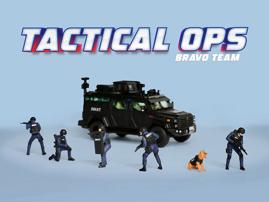 "Tactical Ops Bravo Team" 6 piece Diecast Figure Set (6 Figures) Limited Edition for 1/64 Scale Models by American Diorama by American Diorama