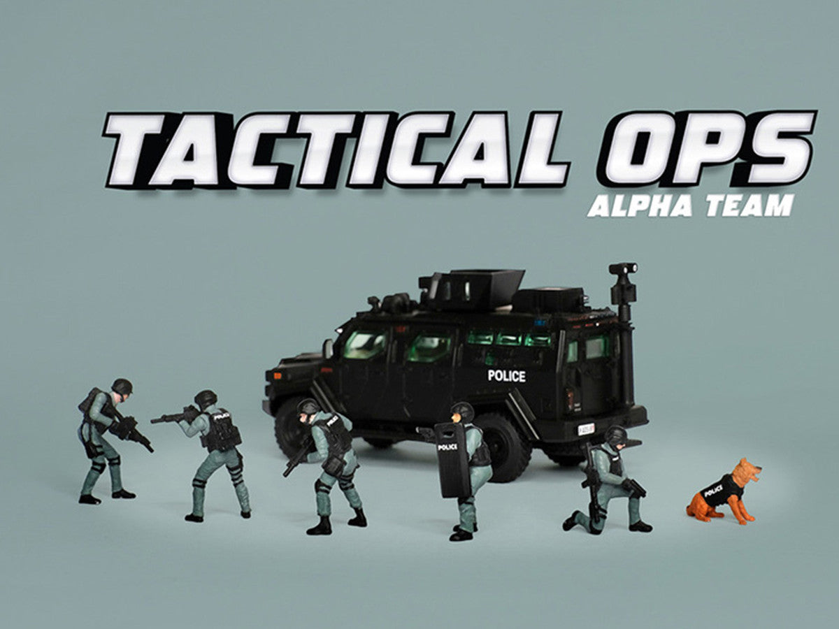 "Tactical Ops Alpha Team" 6 piece Diecast Figure Set (6 Figures) Limited Edition for 1/64 Scale Models by American Diorama by American Diorama