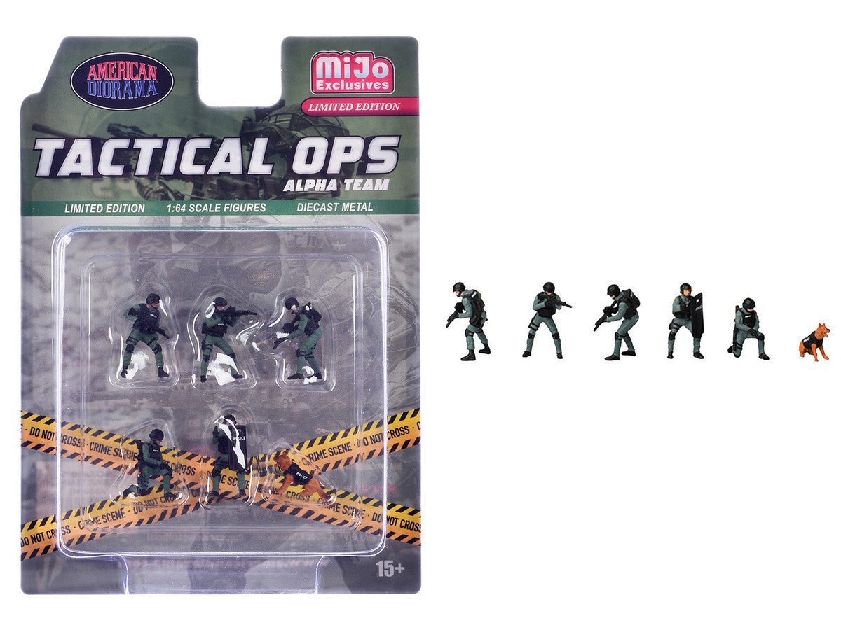 "Tactical Ops Alpha Team" 6 piece Diecast Figure Set (6 Figures) Limited Edition for 1/64 Scale Models by American Diorama by American Diorama