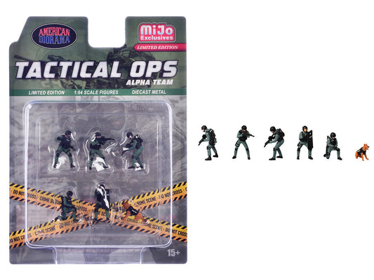 "Tactical Ops Alpha Team" 6 piece Diecast Figure Set (6 Figures) Limited Edition for 1/64 Scale Models by American Diorama by American Diorama