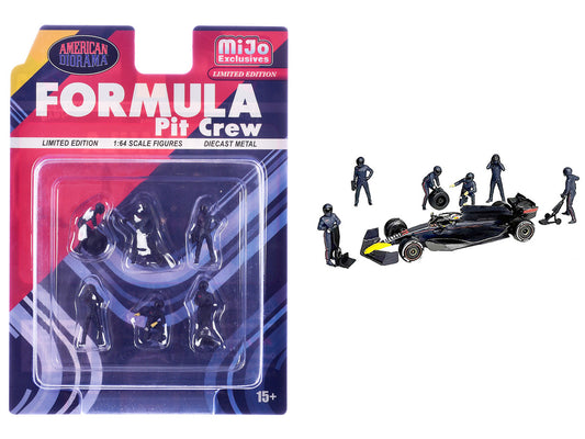 "Formula Pit Crew – Team Blue" 6 piece Diecast Figure Set (6 Figures) Limited Edition for 1/64 Scale Models by American Diorama by American Diorama