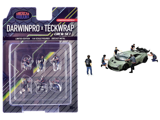"DarwinPro x Teckwrap Crew" 6 piece Diecast Figure Set (6 Figures) Limited Edition for 1/64 Scale Models by American Diorama by American Diorama