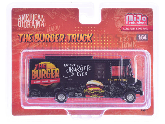 Food Truck "The Burger Truck" Black with Graphics 1/64 Diecast Model by American Diorama by American Diorama