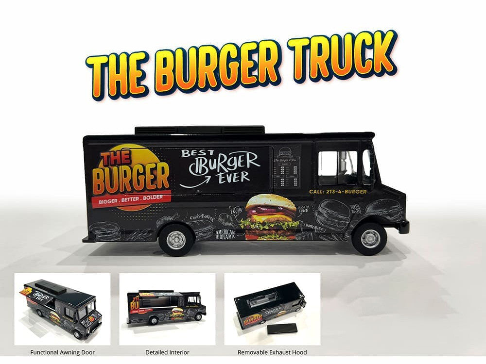 Food Truck "The Burger Truck" Black with Graphics 1/64 Diecast Model by American Diorama by American Diorama