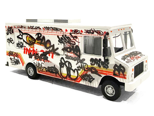 Food Truck "The Graffiti Truck" White with Graphics 1/64 Diecast Model by American Diorama by American Diorama