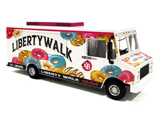 Food Truck "The LB Cafe Truck - Liberty Walk" White with Graphics 1/64 Diecast Model by American Diorama by American Diorama