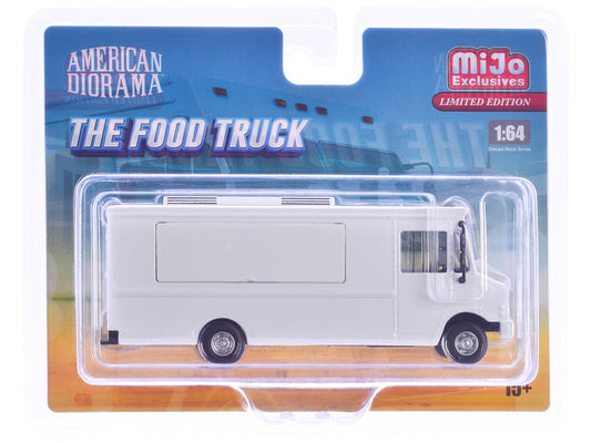 Food Truck Plain White with Graphics 1/64 Diecast Model by American Diorama by American Diorama