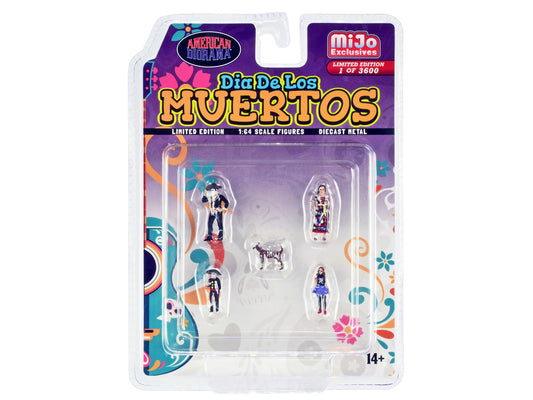 "Dia de los Muertos" 5 piece Diecast Set (2 Adults 2 Children 1 Dog Figures) Limited Edition to 3600 pieces Worldwide for 1/64 Scale Models by American Diorama by American Diorama