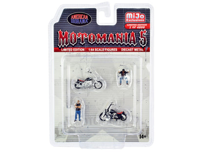 "Motomania 5" 4 piece Diecast Set (2 Figures and 2 Motorcycles) Limited Edition to 4800 pieces Worldwide for 1/64 Scale Models by American Diorama by American Diorama