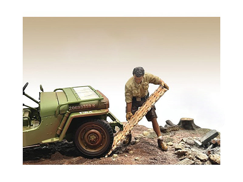 "4X4 Mechanic" Figure 8 with Board Accessory for 1/18 Scale Models by American Diorama by American Diorama
