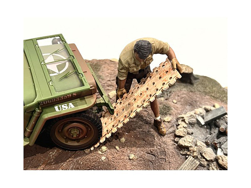 "4X4 Mechanic" Figure 8 with Board Accessory for 1/18 Scale Models by American Diorama by American Diorama