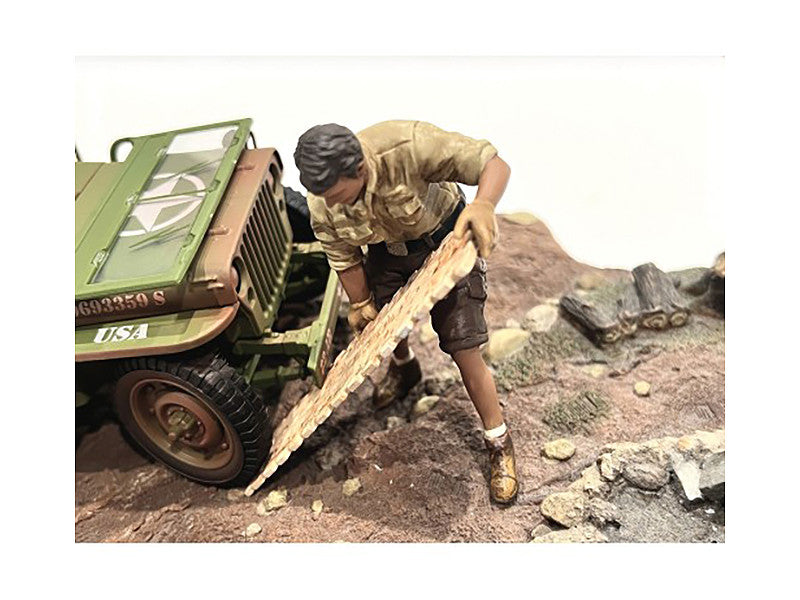 "4X4 Mechanic" Figure 8 with Board Accessory for 1/18 Scale Models by American Diorama by American Diorama