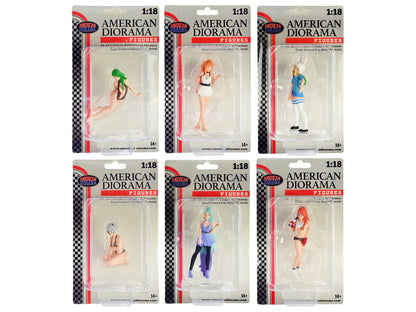 "Cosplay Girls" 6 piece Figure Set for 1/18 Scale Models by American Diorama by American Diorama