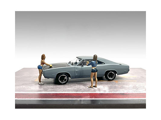 "Car Wash Girls" Set 2 Jessica and Jennifer 2 Piece Figure Set for 1/43 Scale Models by American Diorama by American Diorama